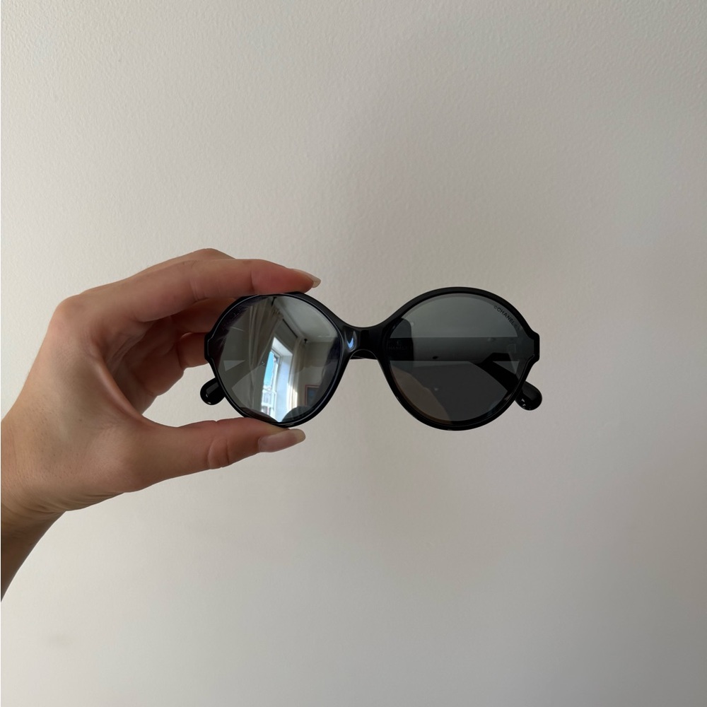 Silver Mirrored Round Chanel Sunglasses